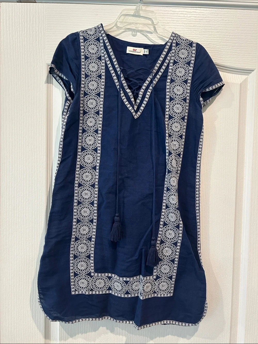 Vineyard Vines Navy Blue Embroidered Swim Coverup